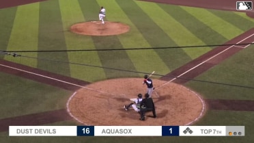 Adrian Placencia homers (1) on a fly ball to right center field.