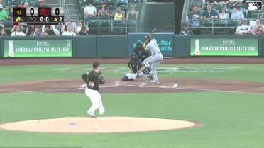 Kyren Paris singles on a ground ball to shortstop Osleivis Basabe. Ben Gobbel scores.