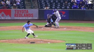Jaron Elkins homers (2) on a fly ball to center field.