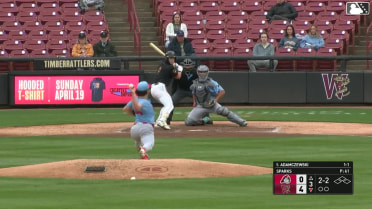 Josh Adamczewski homers (2) on a fly ball to left field.