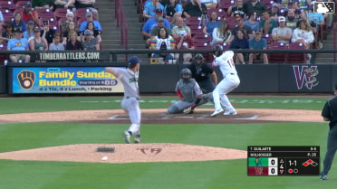 Daniel Guilarte singles on a line drive to left fielder Graham Brown. Eric Bitonti scores. Tayden Hall to 3rd.