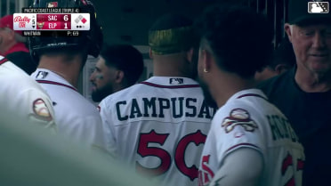 Luis Campusano homers (1) on a line drive to left field. Clay Dungan scores.