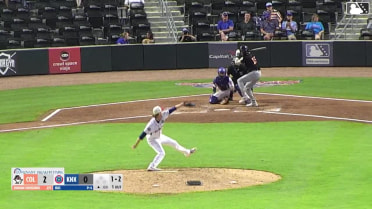 Jordan Groshans homers (14) on a fly ball to left field.