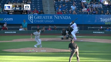 Jordan Lawlar out on a sacrifice fly to left fielder Josh Lowe. Angel Ortiz scores.