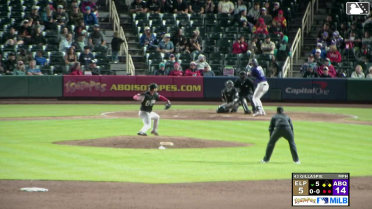 Chad Stevens singles on a ground ball to center fielder Carlos Rodríguez. Blaine Crim scores. Vimael Machín to 2nd.