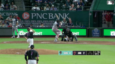 Taylor Trammell homers (1) on a fly ball to right field.