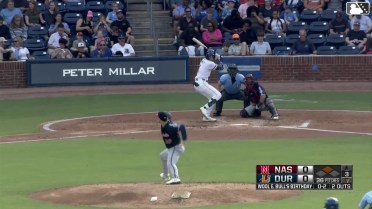Cooper Kinney reaches on a throwing error by shortstop Freddy Zamora. Homer Bush Jr. scores.