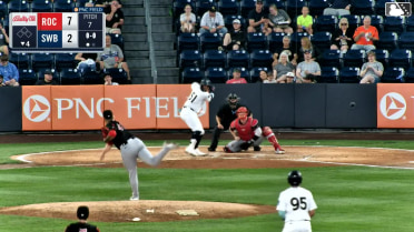 Yanquiel Fernández singles on a ground ball to left fielder Phillip Glasser. Oswaldo Cabrera scores.
