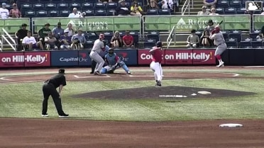 Cade Hunter out on a sacrifice fly to left fielder Emaarion Boyd. Carlos Jorge scores. Jay Allen II to 3rd.
