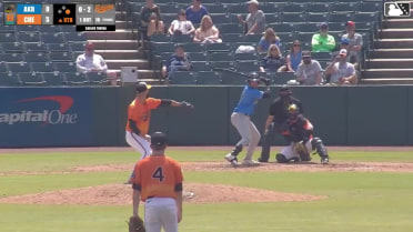 Jacob Cozart homers (2) on a fly ball to right field. Angel Genao scores.