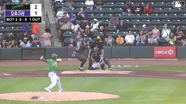 Colby Shelton lines into a double play, second baseman Matt King to first baseman Jared Jones. Ryan Burrowes out at 1st.