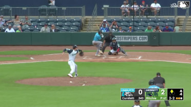Mario Camilletti singles on a ground ball to right fielder Brewer Hicklen. Korey Lee scores.