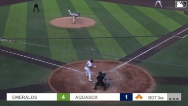 Josh Caron out on a sacrifice fly to left fielder Lisbel Diaz. Jonny Farmelo scores.
