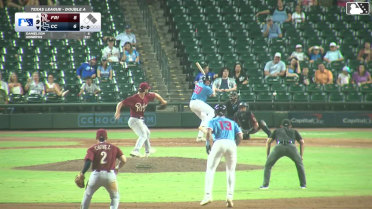 Cameron Sisneros doubles (3) on a line drive to right fielder Orlando Martinez. Will Bush scores. Jason Schiavone to 3rd.
