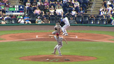 Dyan Jorge singles on a line drive to right fielder Jonah Cox. Skyler Messinger scores.