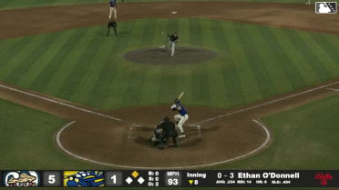 Ethan O'Donnell singles on a sharp line drive to center fielder Braylon Payne. Aiva Arquette scores. Connor Caskenette to 2nd.