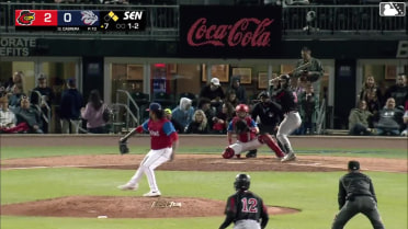 Dylan Crews doubles (3) on a sharp line drive to center fielder Steward Berroa. Christian Franklin scores. Robert Hassell III to 3rd.