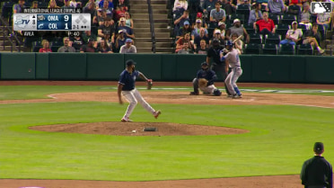Matthew Lugo homers (1) on a fly ball to left center field.