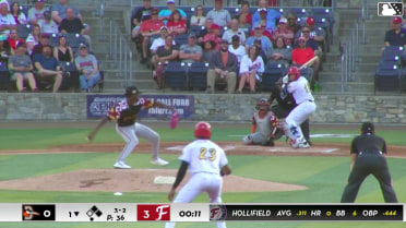 Nick Hollifield grounds into a double play, second baseman Edwin Amparo to first baseman Andrés Nolaya. Jack Moroknek out at 2nd. Nick Hollifield out at 1st.