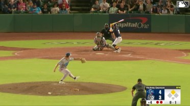 Francisco Acuna singles on a line drive to center fielder Lucas Spence. Kai Roberts scores.