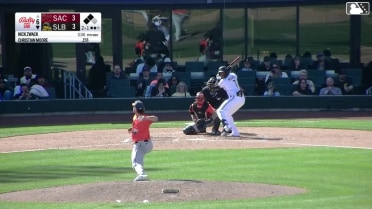 Nick Zwack In play, run(s) to Christian Moore