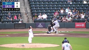 Freuddy Batista doubles (2) on a sharp line drive to left fielder Ryan Burrowes. Ethan Frey scores. Jason Schiavone scores.