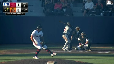 Kayson Cunningham triples (1) on a line drive to left fielder Damian Bravo. Pedro Blanco scores.