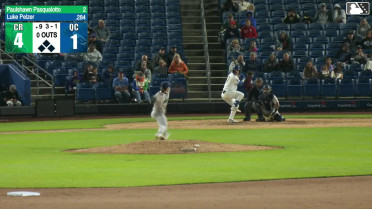 Luke Pelzer triples (2) on a sharp line drive to right fielder Miguel Briceno.
