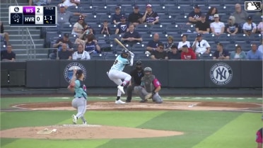 Roderick Arias homers (1) on a fly ball to center field.