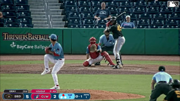 Murf Gray doubles (6) on a sharp line drive to left fielder Jack Barker. Edward Florentino scores.