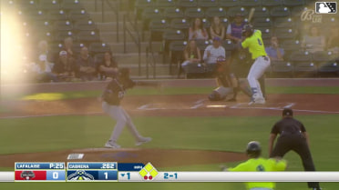 Roni Cabrera hits a grand slam (2) to left center field. Josh Hammond scores. Brooks Bryan scores. JC Vanek scores.