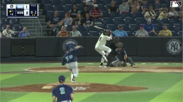 Roderick Arias singles on a line drive to left fielder Teo Banks. Wilson Rodriguez scores. Kyle West to 3rd. Roderick Arias to 2nd.
