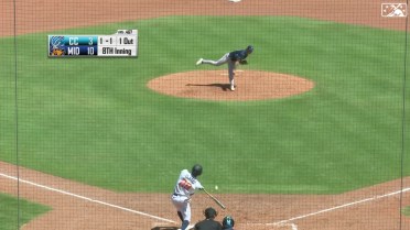 Denzel Clarke cranks a solo home run to left field