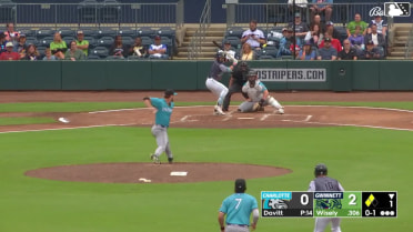 Brett Wisely out on a sacrifice fly to center fielder Braden Montgomery. Rowdy Tellez scores.