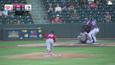 Brandon Winokur homers (9) on a line drive to left field. Marek Houston scores.