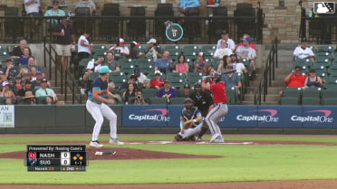 Ethan Murray out on a sacrifice fly to center fielder Jake Meyers. Jeferson Quero scores.