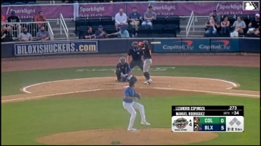 Lizandro Espinoza homers (5) on a line drive to left center field.