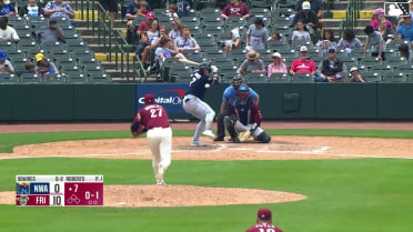 Brett Squires homers (6) on a fly ball to right field.