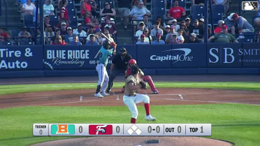 Aron Estrada homers (20) on a fly ball to left field.