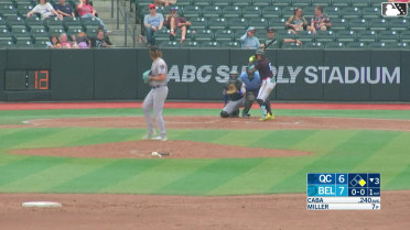 Starlyn Caba doubles (13) on a line drive to left fielder Erick Torres. Wilfredo Lara scores.