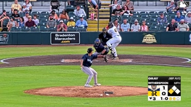 Murf Gray singles on a line drive to center fielder Zach MacDonald. Antonio Pimentel scores.