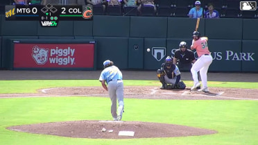 Adam Zebrowski homers (15) on a fly ball to center field.
