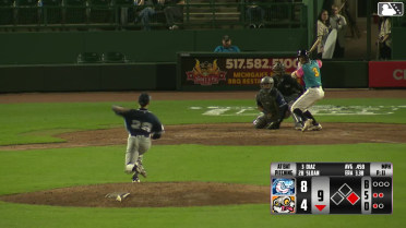 Davis Diaz doubles (5) on a line drive to left fielder Patrick Lee. Bobby Boser scores.