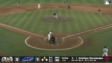 Cristian Hernández doubles (28) on a ground ball to right fielder Damon Keith. Jay Beshears scores.