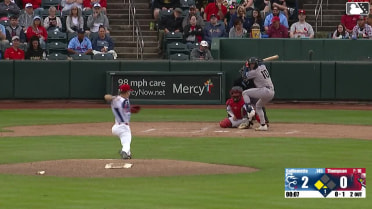 Garret Guillemette singles on a line drive to center fielder Chase Davis. Yamal Encarnacion scores.