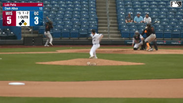 Luis Peña doubles (1) on a sharp line drive to left fielder Luke Pelzer. Juan Baez scores.