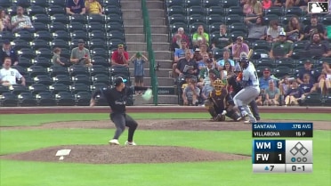 Cristian Santana homers (10) on a fly ball to center field.