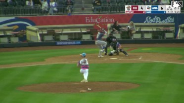 Orlando Martinez homers (1) on a fly ball to center field.