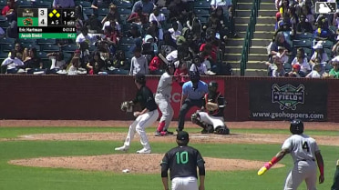 Eric Hartman hit by pitch. Austin Machado scores. Isaiah Drake to 3rd. John Gil to 2nd.