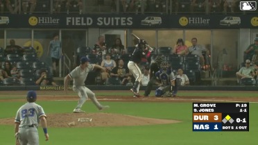 Greg Jones homers (1) on a fly ball to left field. Tyler Black scores.